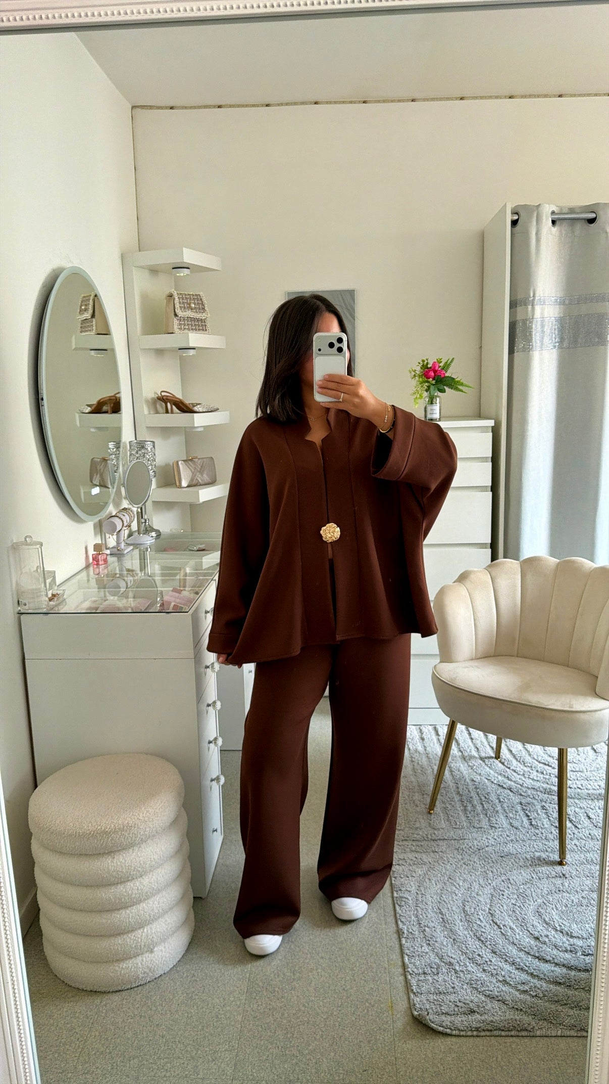 Ensemble amany version manches longues marron