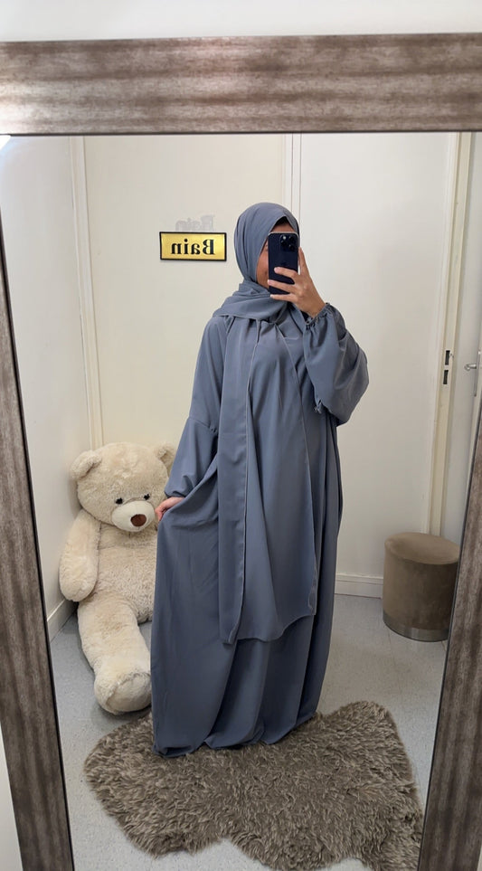 Abaya voile intégré gris