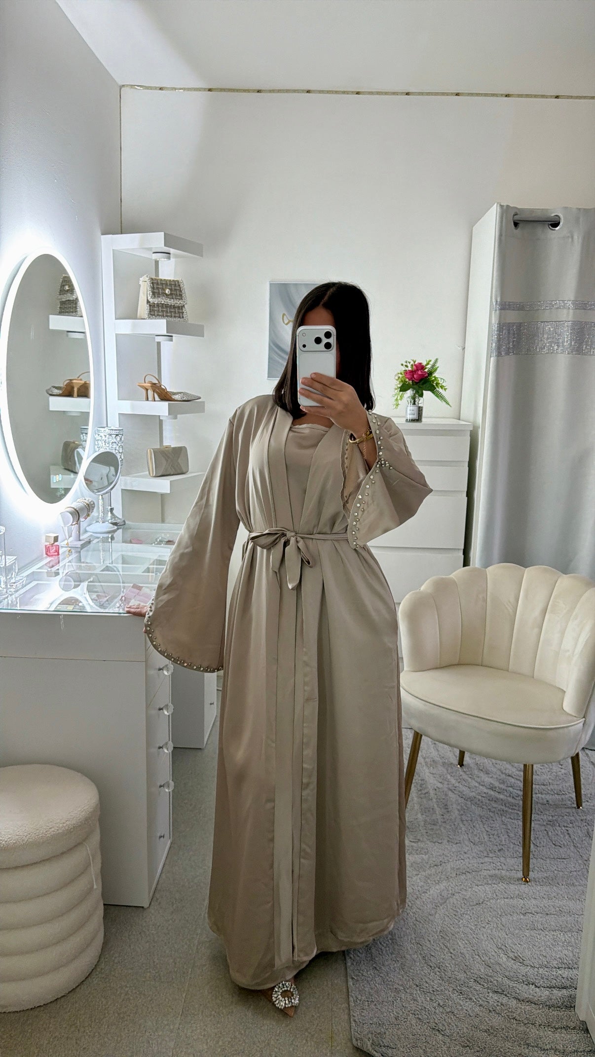 Abaya kimono Hajar taupe