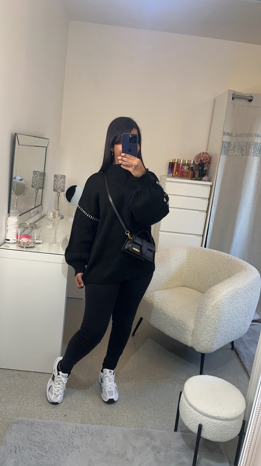 Pull surpiqûres noir