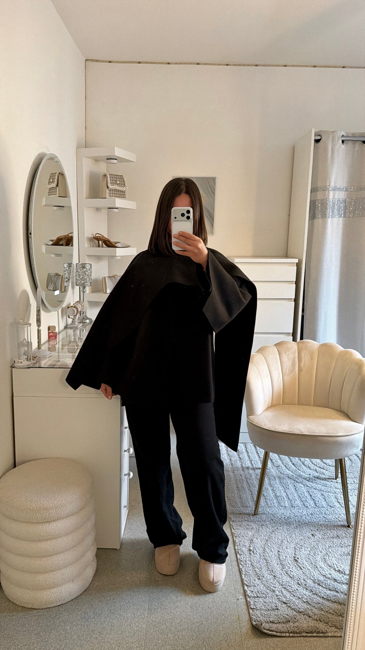 Veste avec écharpe intégré noir