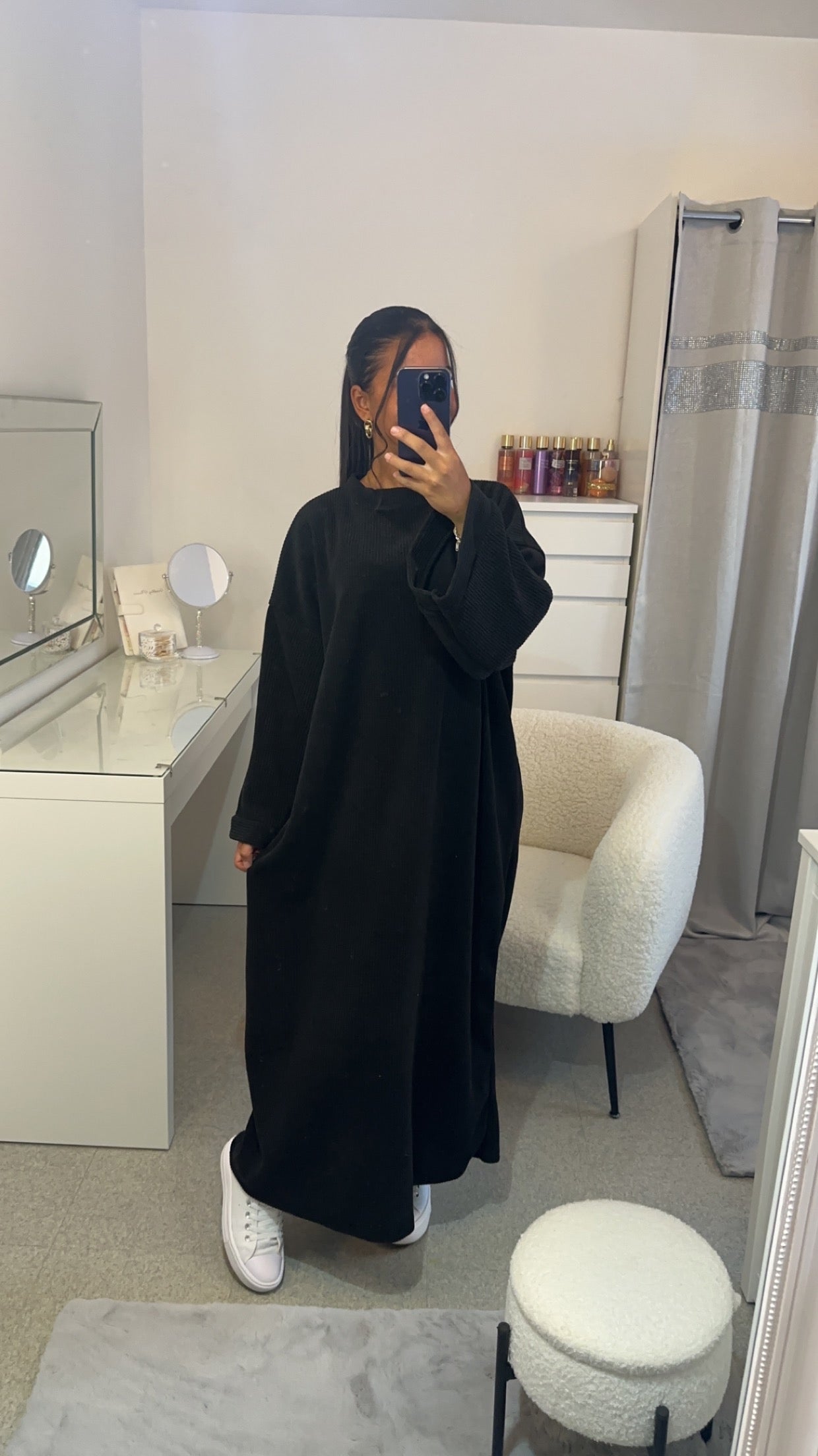 Robe velours longue épaisse noir