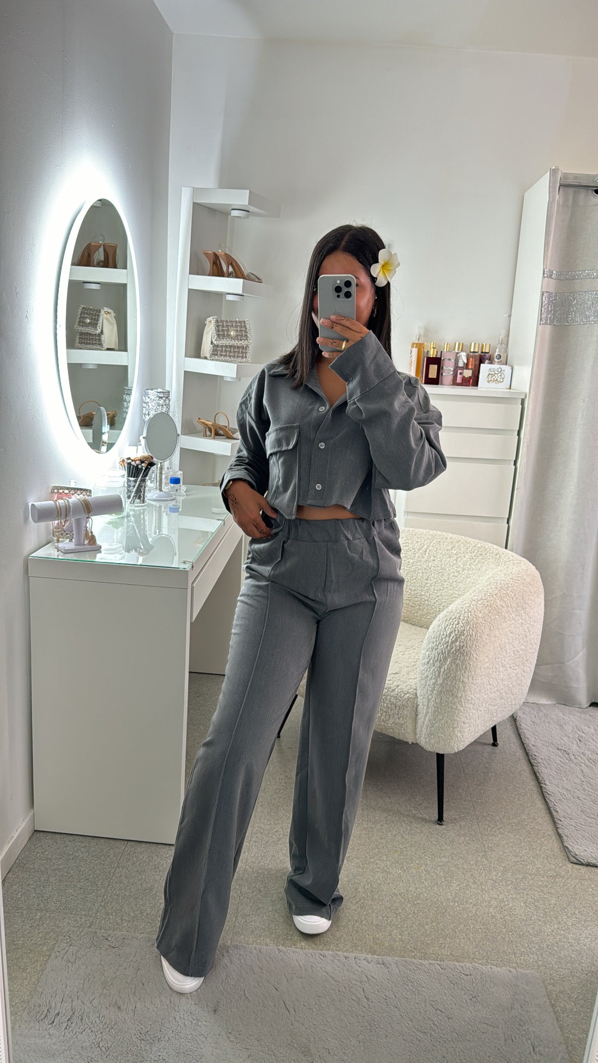 Ensemble set jogging élégant gris