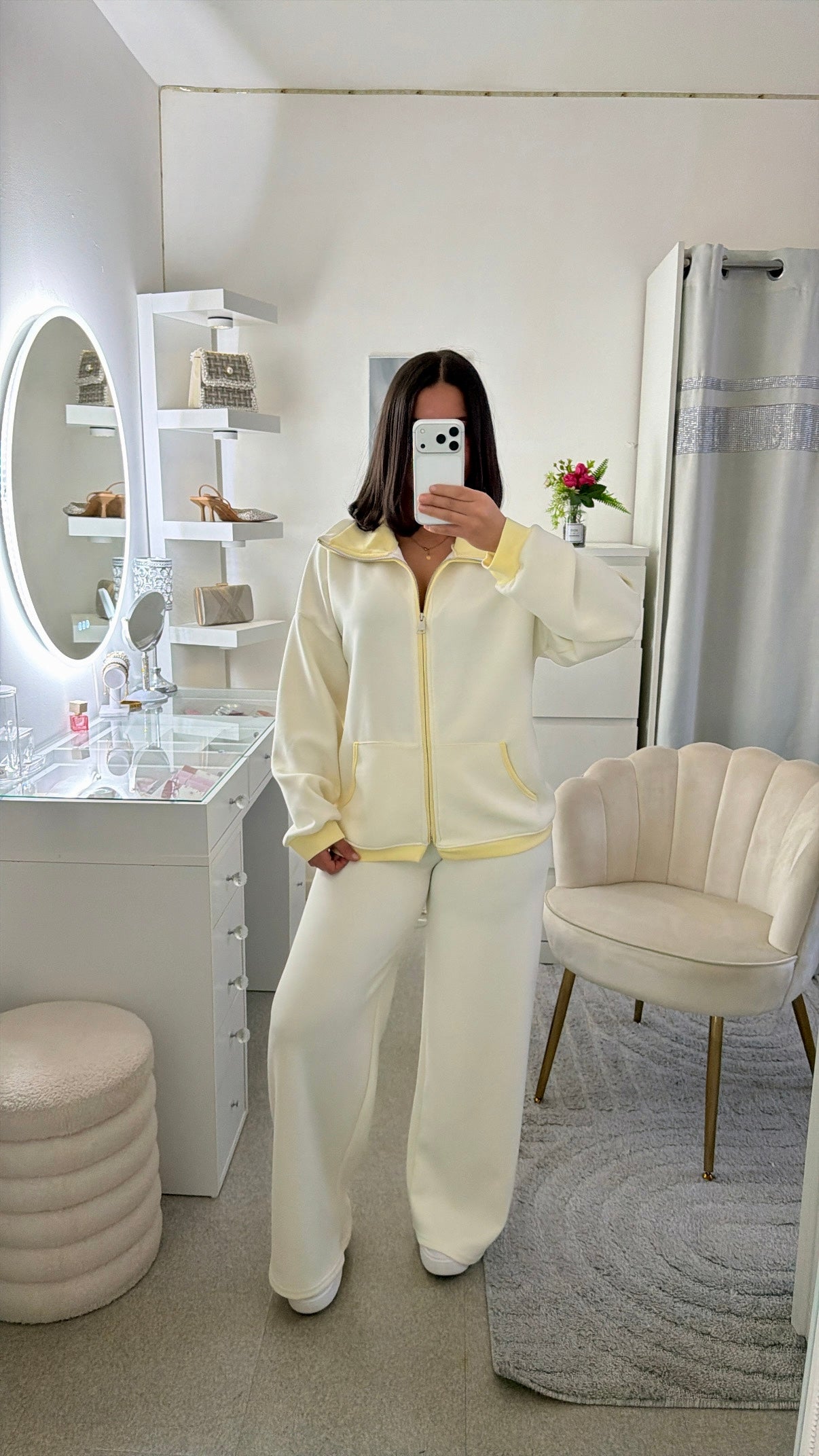 Ensemble Sam blanc casée