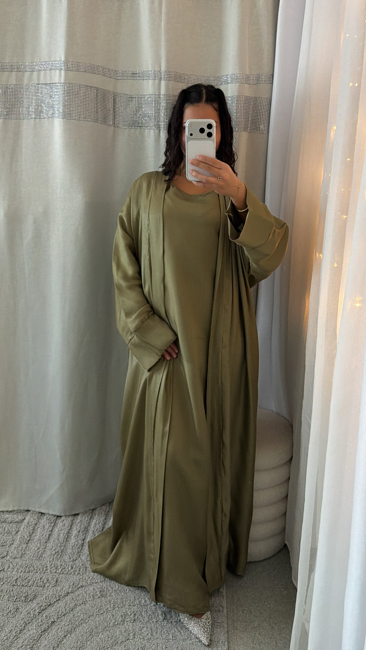 Abaya satinée Mariame vert
