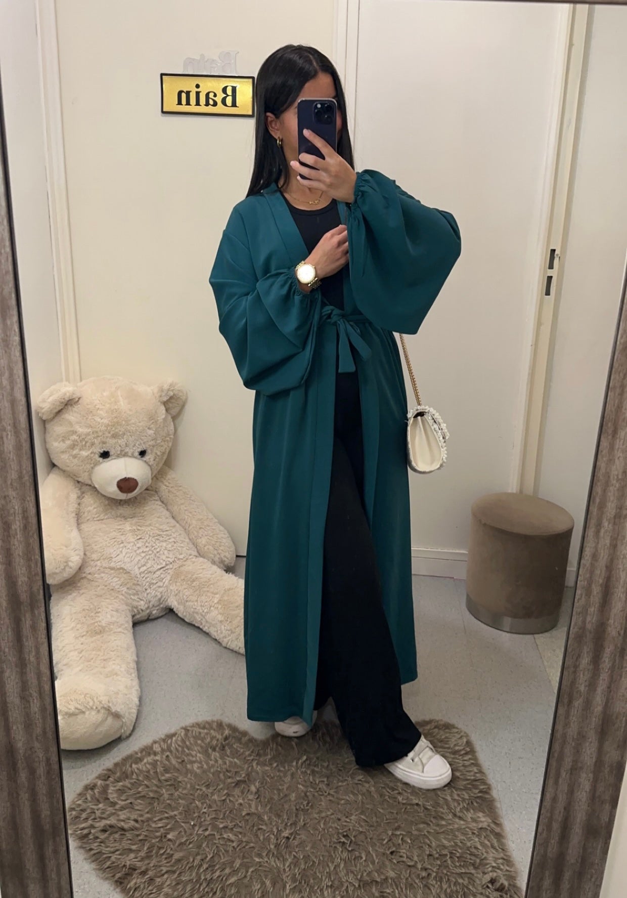 Kimono ceinture vert canard